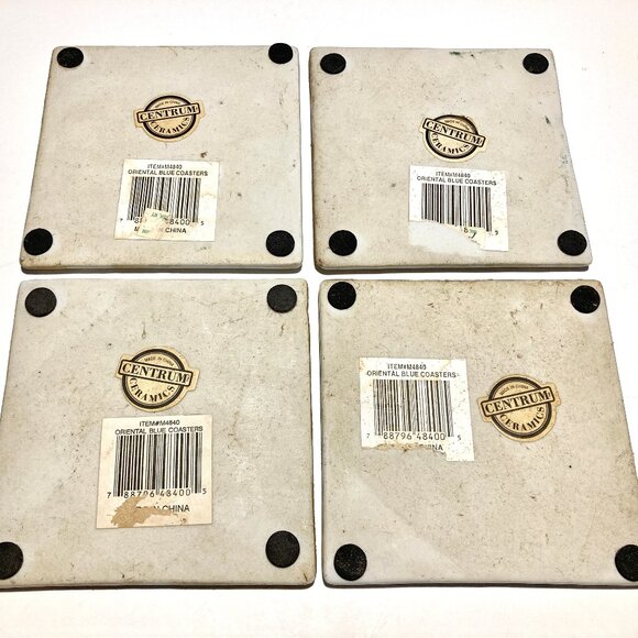 Set of 4 Vintage Blue + White Ceramic Tiles - Picture 2 of 9